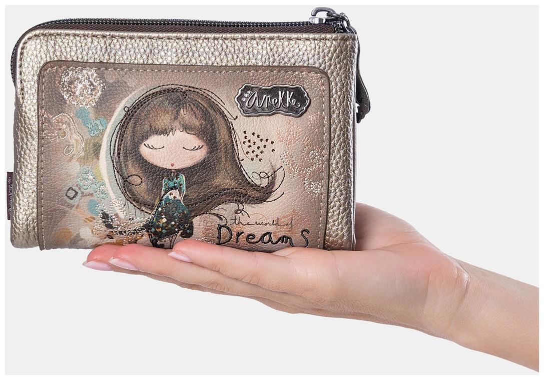 Anekke Real Wallet flexibel Glitzer beige taupe