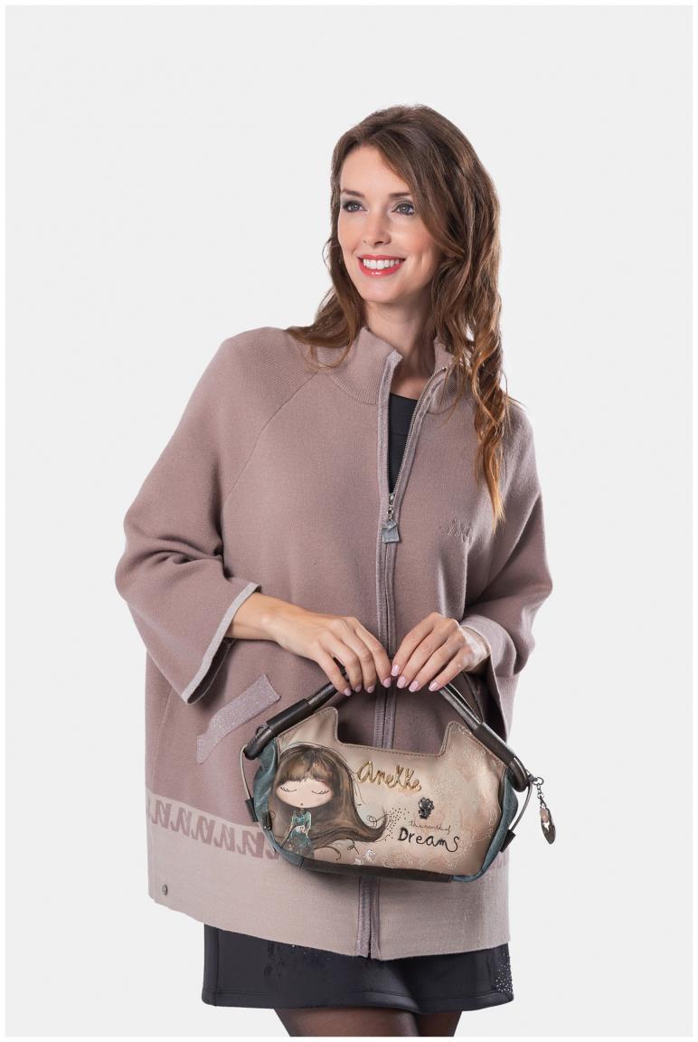 Anekke Real raffinierte Kurzgrifftasche beige bunt Glitzersteine