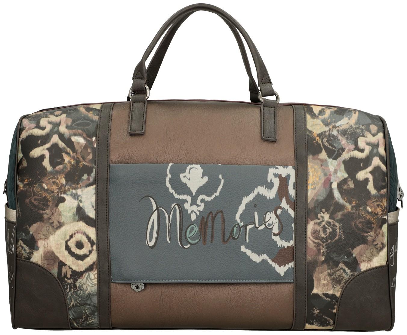 Anekke Reisetasche Weekender Real bestickt Nieten beige grau