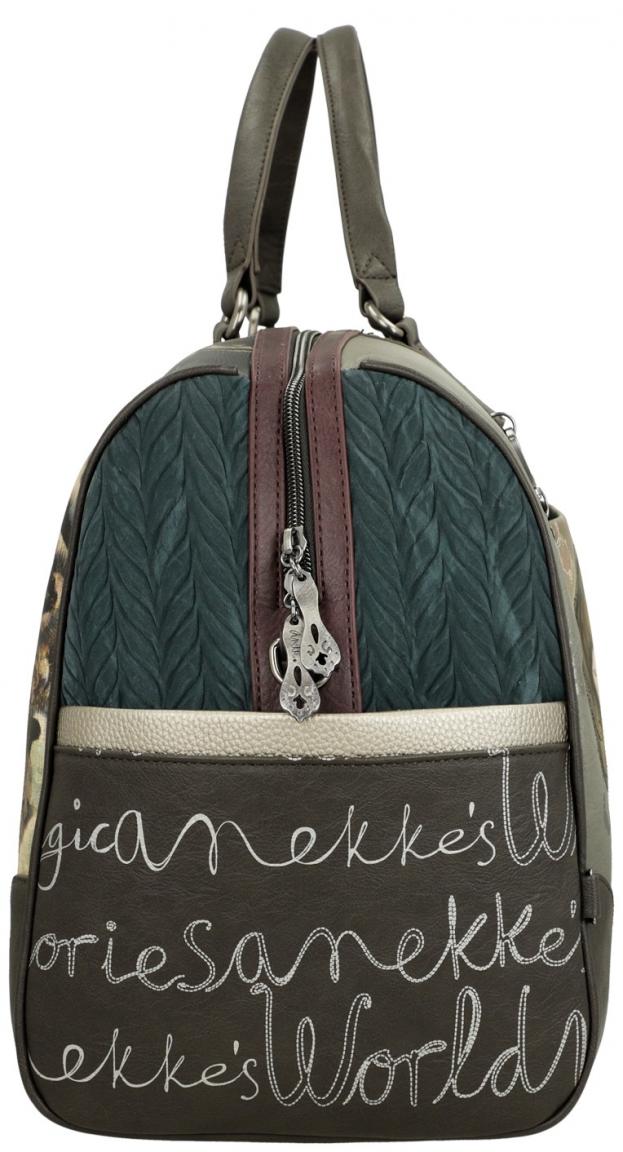 Anekke Reisetasche Weekender Real bestickt Nieten beige grau