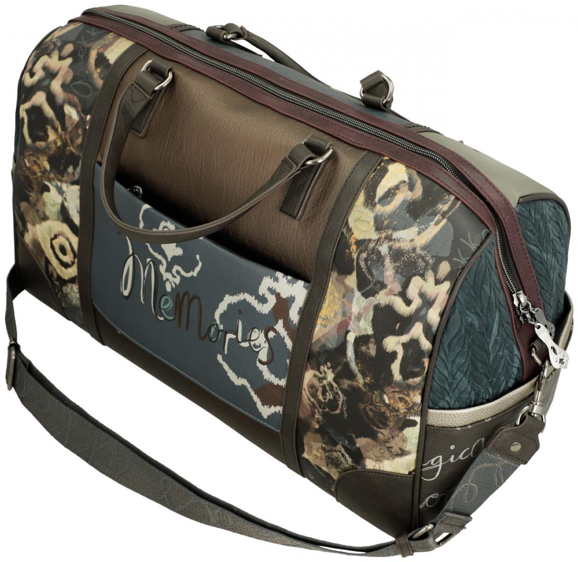 Anekke Reisetasche Weekender Real bestickt Nieten beige grau