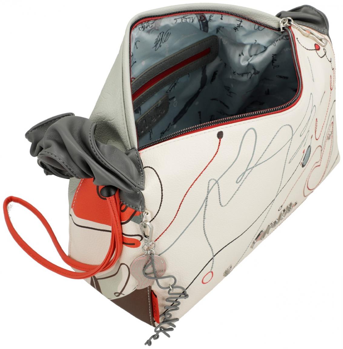Anekke Schultertasche Alma Ole beige Joan Miro Ziernähte 
