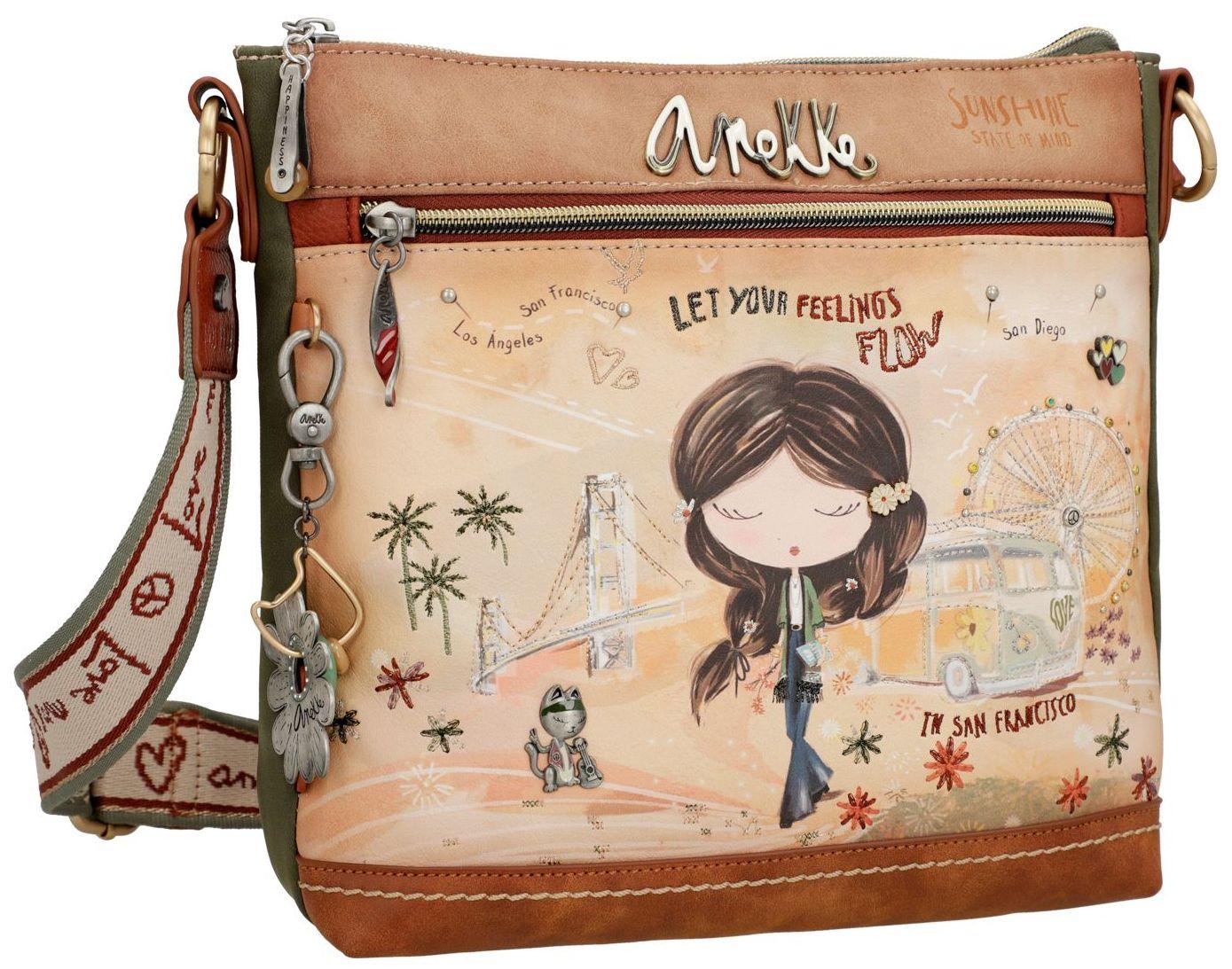 Anekke Schultertasche Peace and Love Beige 