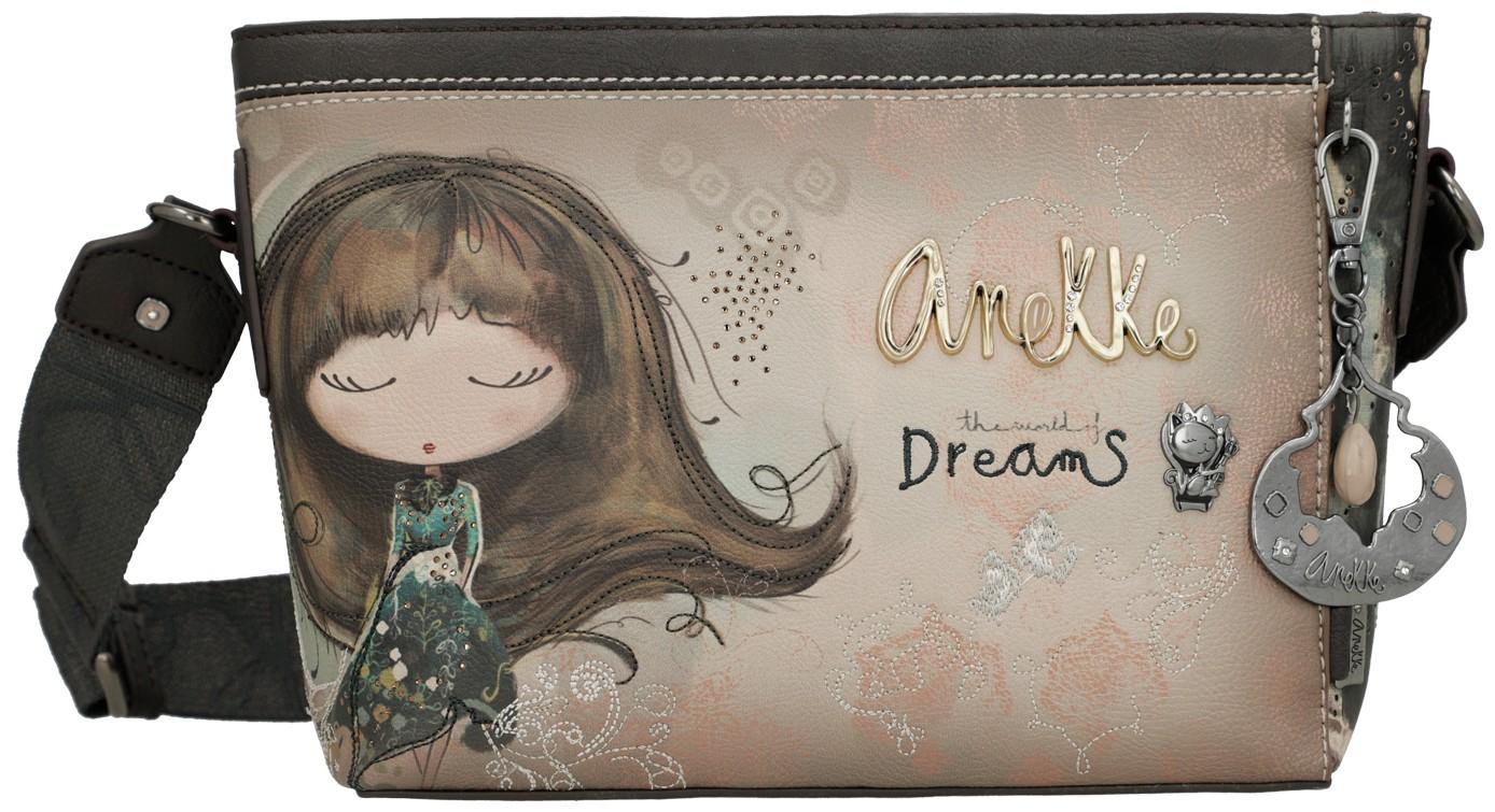 Anekke Schultertasche mit Druck Kollektion Real Beige