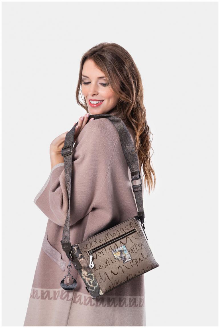 Anekke Schultertasche mit Druck Kollektion Real Beige