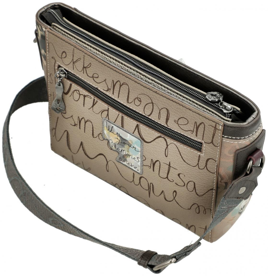 Anekke Schultertasche mit Druck Kollektion Real Beige