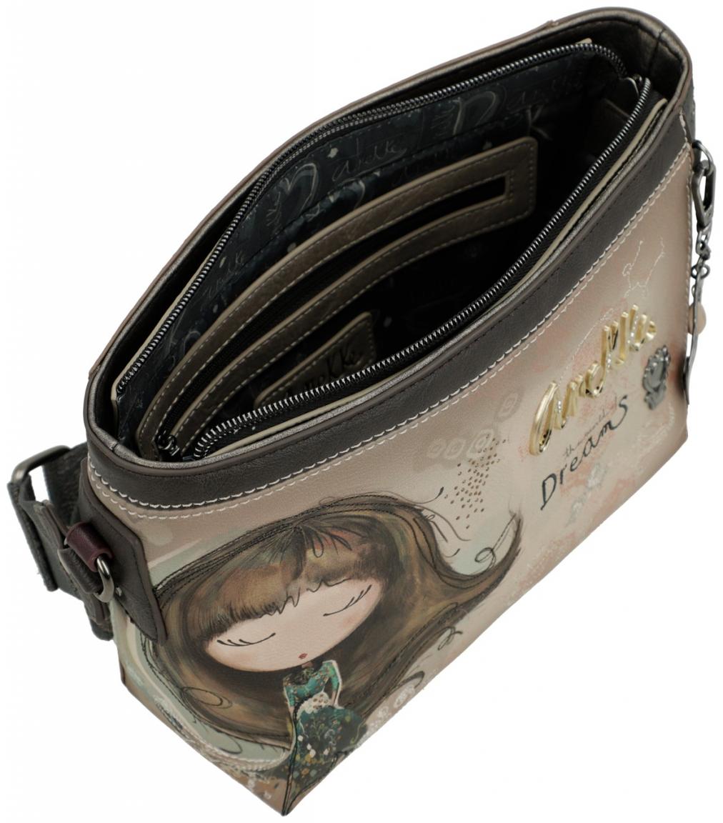 Anekke Schultertasche mit Druck Kollektion Real Beige
