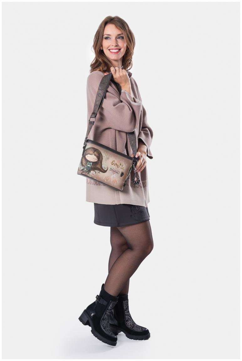Anekke Schultertasche mit Druck Kollektion Real Beige