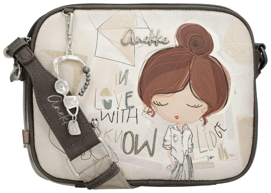 Anekke Schultertasche mit drei Hauptfächern Sophia Beige Glitzer