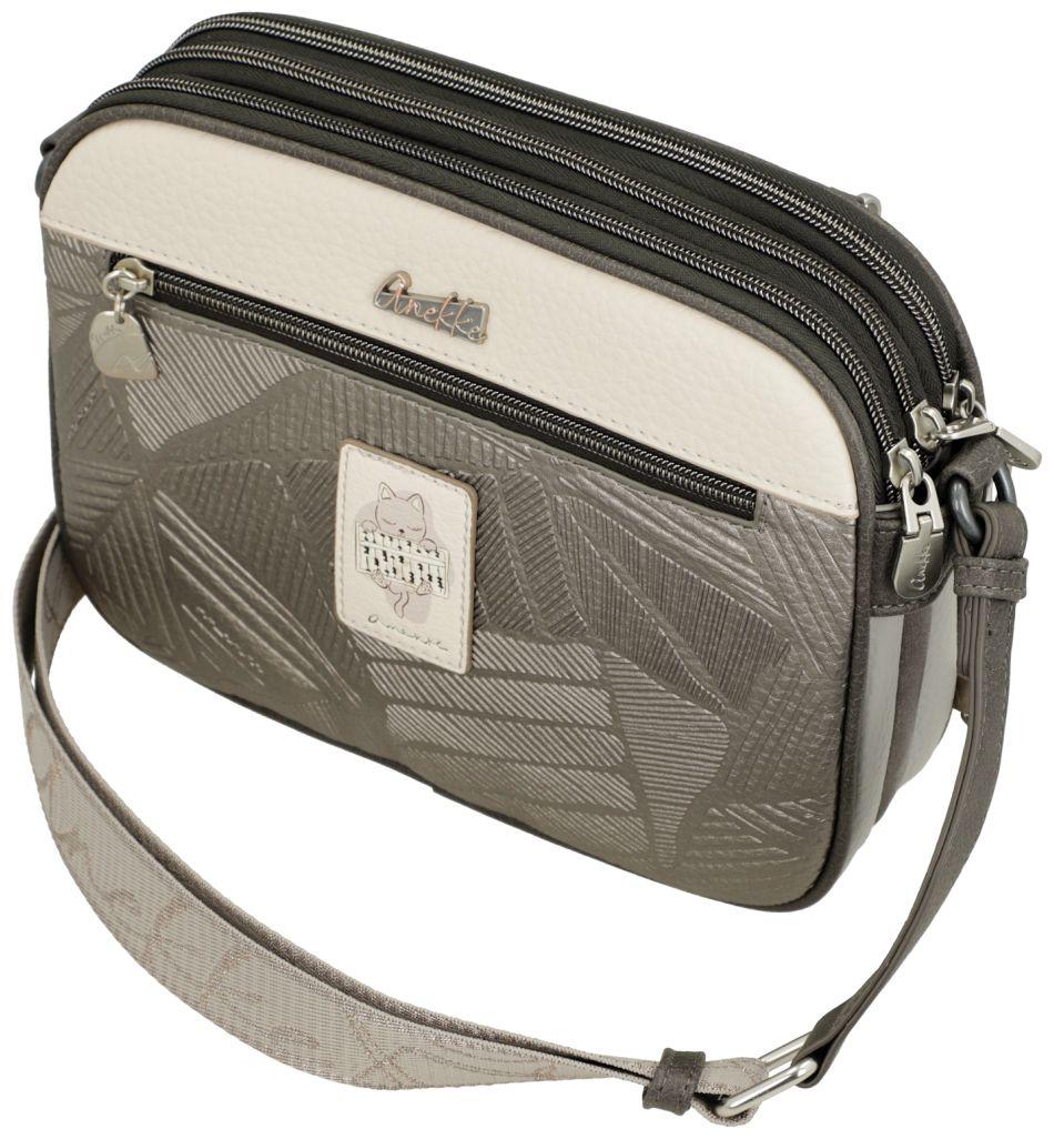 Anekke Schultertasche mit drei Hauptfächern Sophia Beige Glitzer