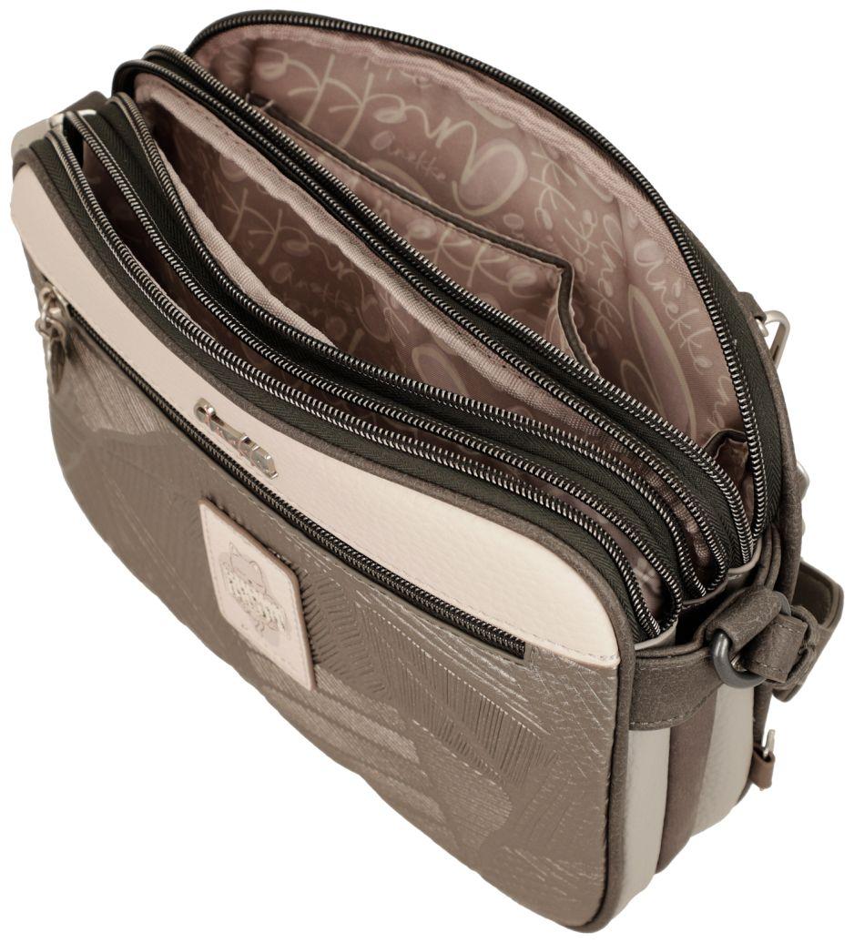 Anekke Schultertasche mit drei Hauptfächern Sophia Beige Glitzer