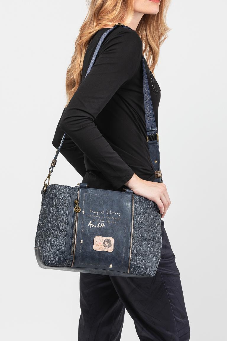 Anekke Shoppertasche Mademoiselle Boutique Glitzer Blau