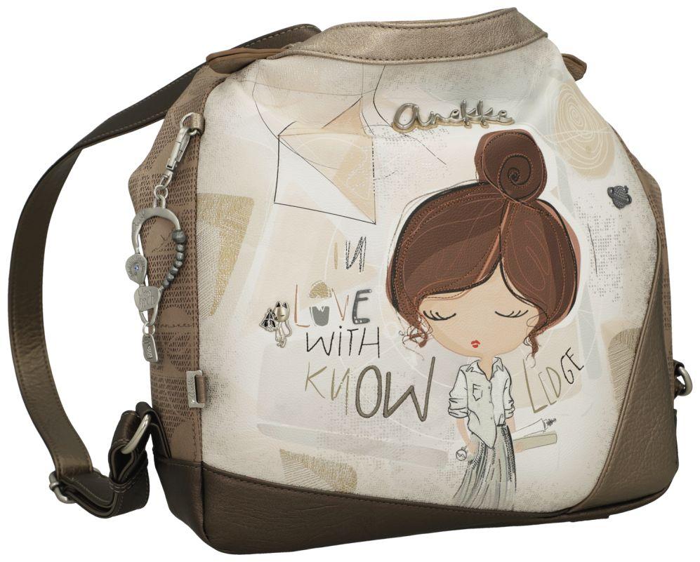 Anekke Taschenrucksack Sophia beige filigran Metallic Print