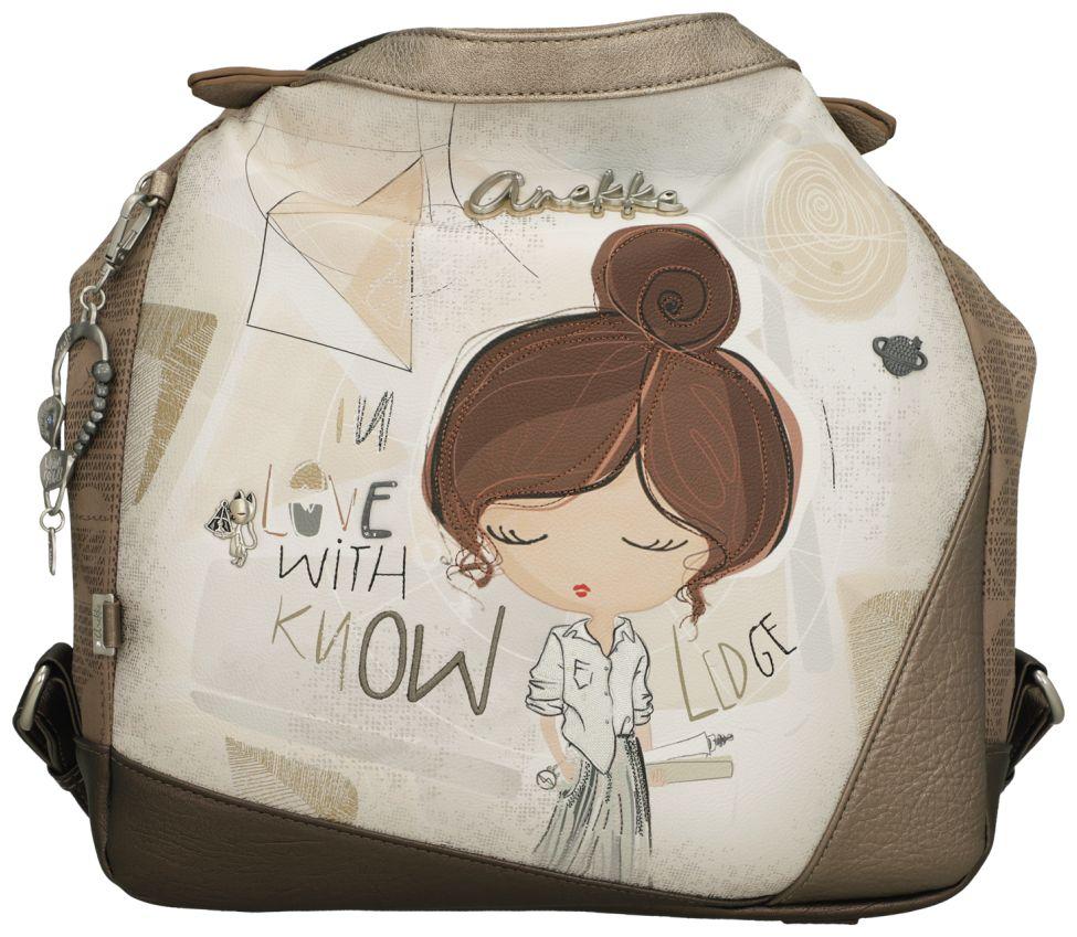 Anekke Taschenrucksack Sophia beige filigran Metallic Print