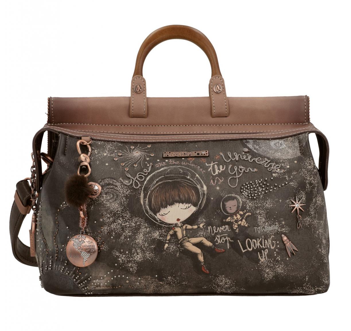 Anekke Top Handle Tasche Universe Space Stars Planets Überschlag
