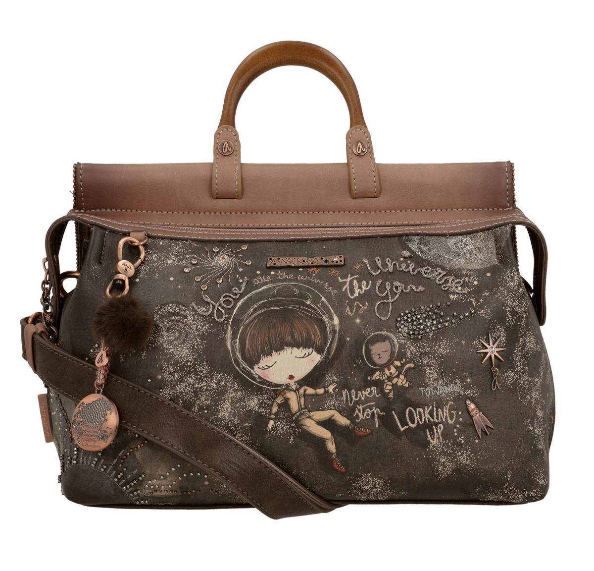 Anekke Top Handle Tasche Universe Space Stars Planets Überschlag