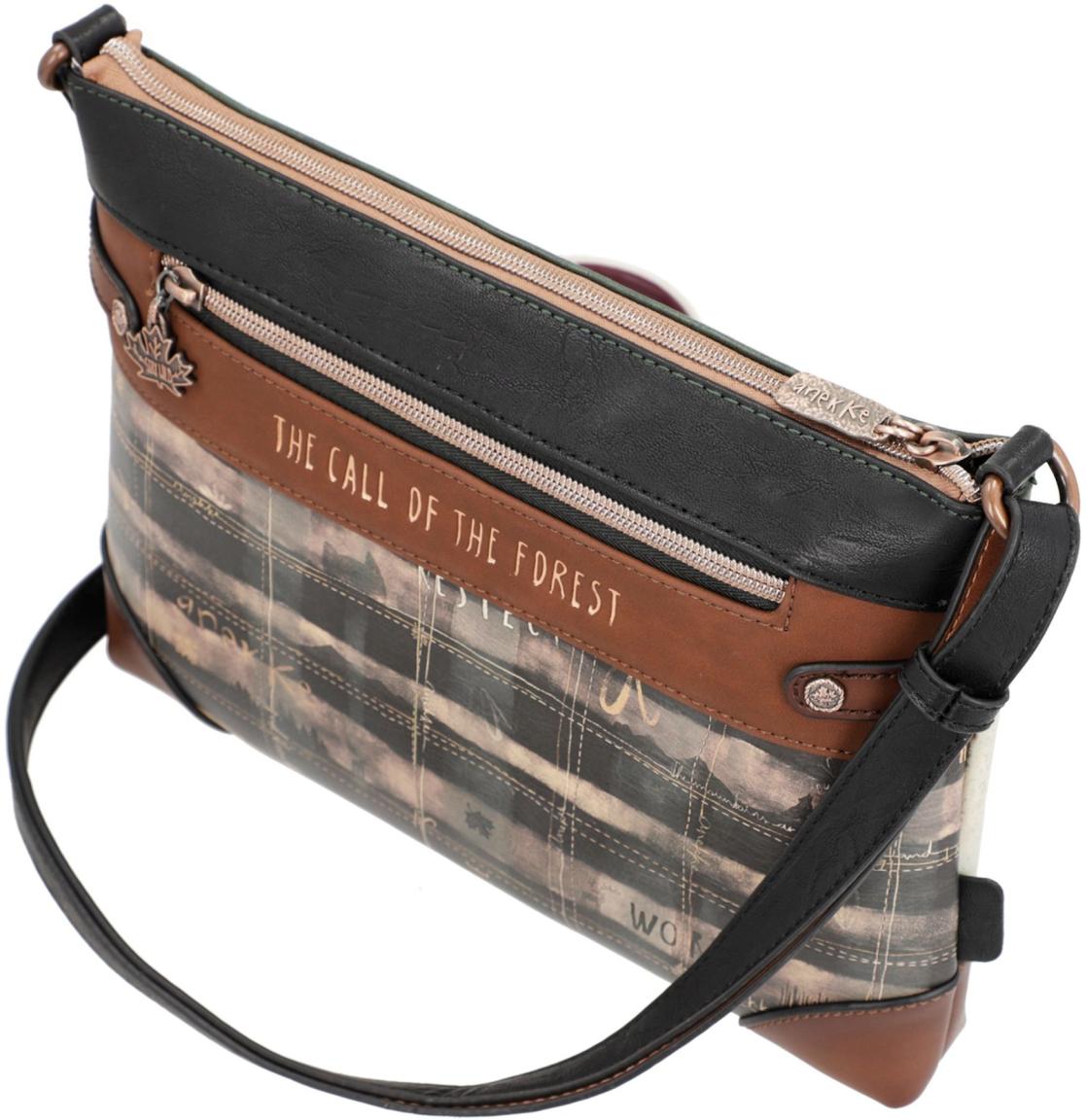 Anekke Umhängetasche Nieten The Forest Wälder Kanada beige braun Wildnis bestickt