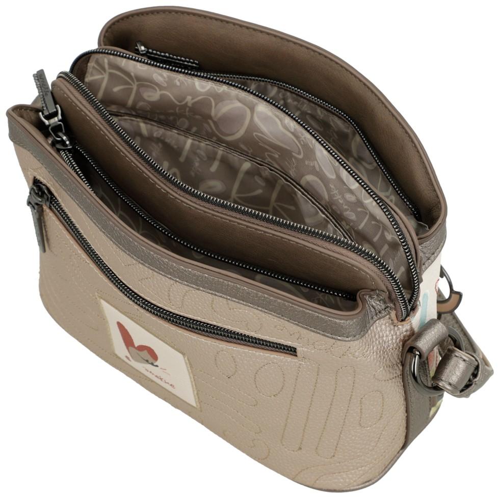 Anekke Umhängetasche mit Nietendekor Muse Olympia beige bunt