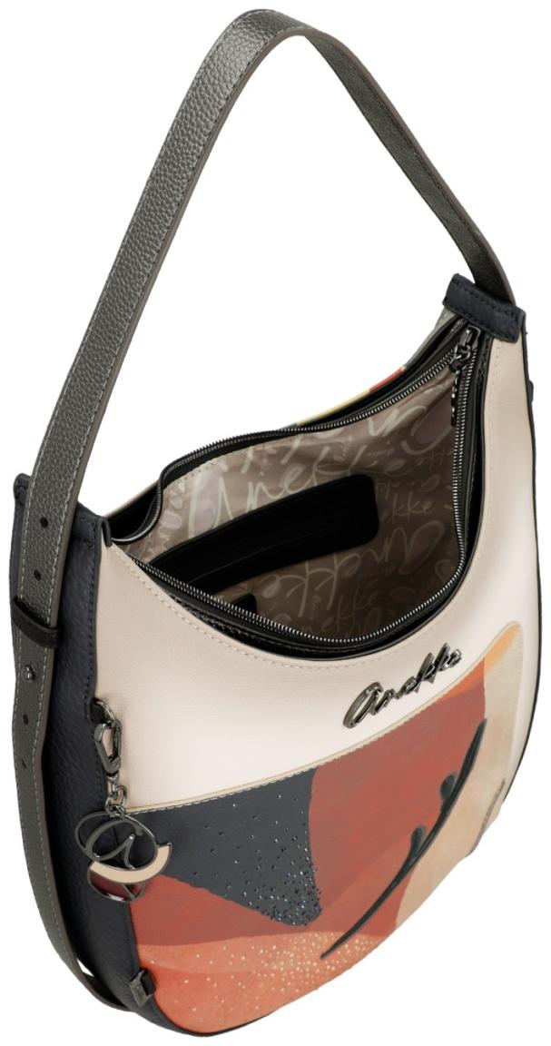 Anekke auffällige Beuteltasche rot Glitzersteine beige Eikon bestickt Muse