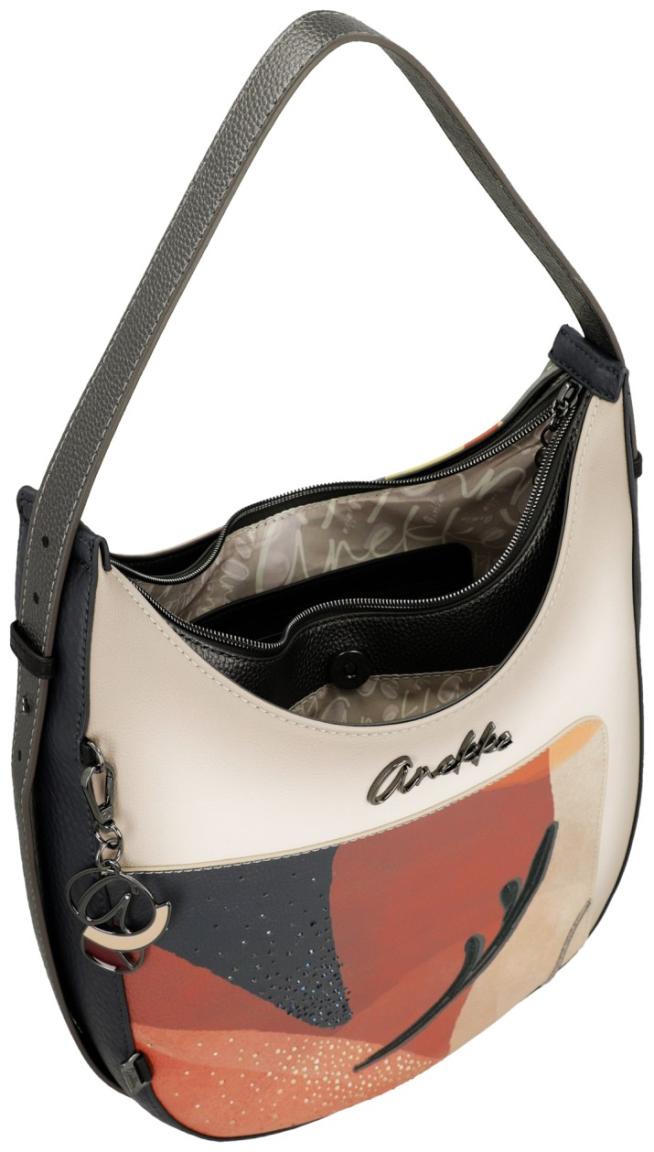 Anekke auffällige Beuteltasche rot Glitzersteine beige Eikon bestickt Muse