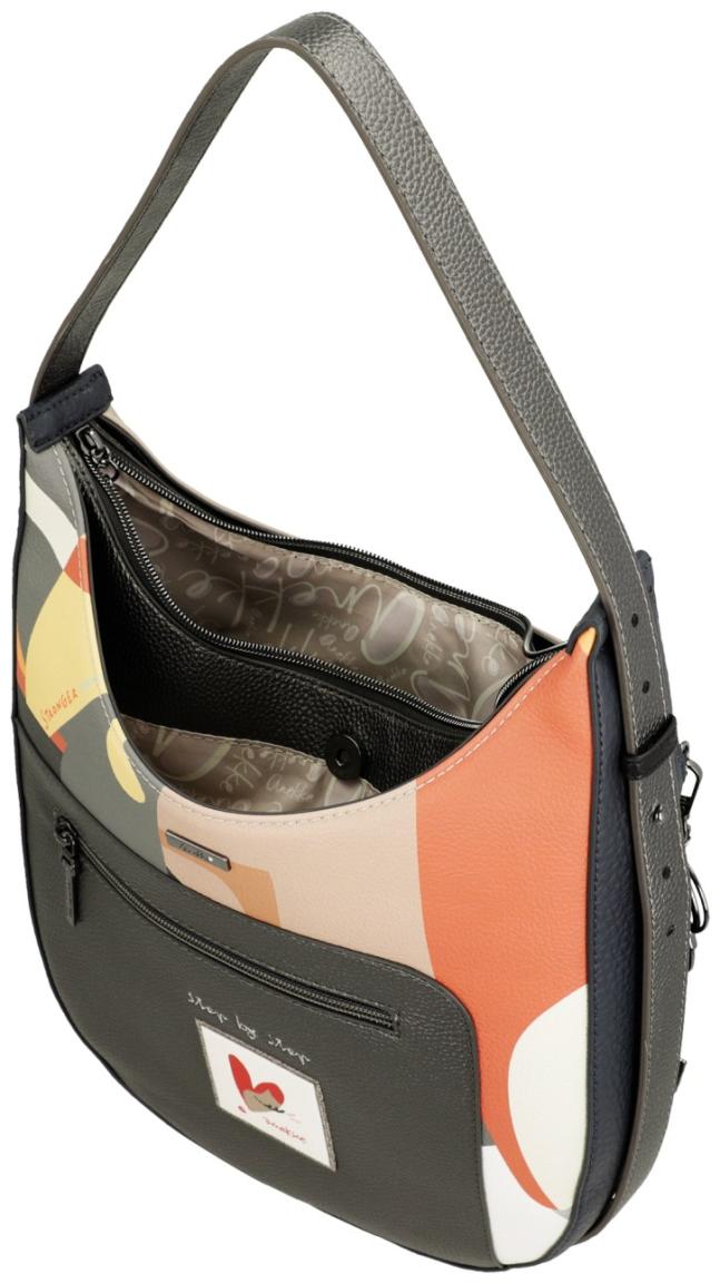 Anekke auffällige Beuteltasche rot Glitzersteine beige Eikon bestickt Muse