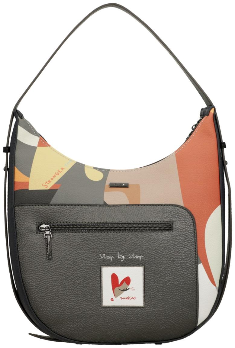 Anekke auffällige Beuteltasche rot Glitzersteine beige Eikon bestickt Muse