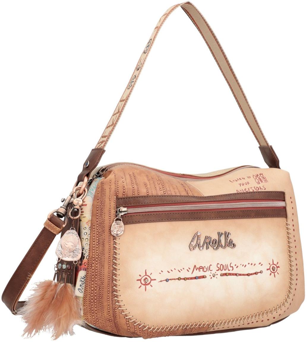 Anekke beige Handtasche Federn indigen Menire Tribe