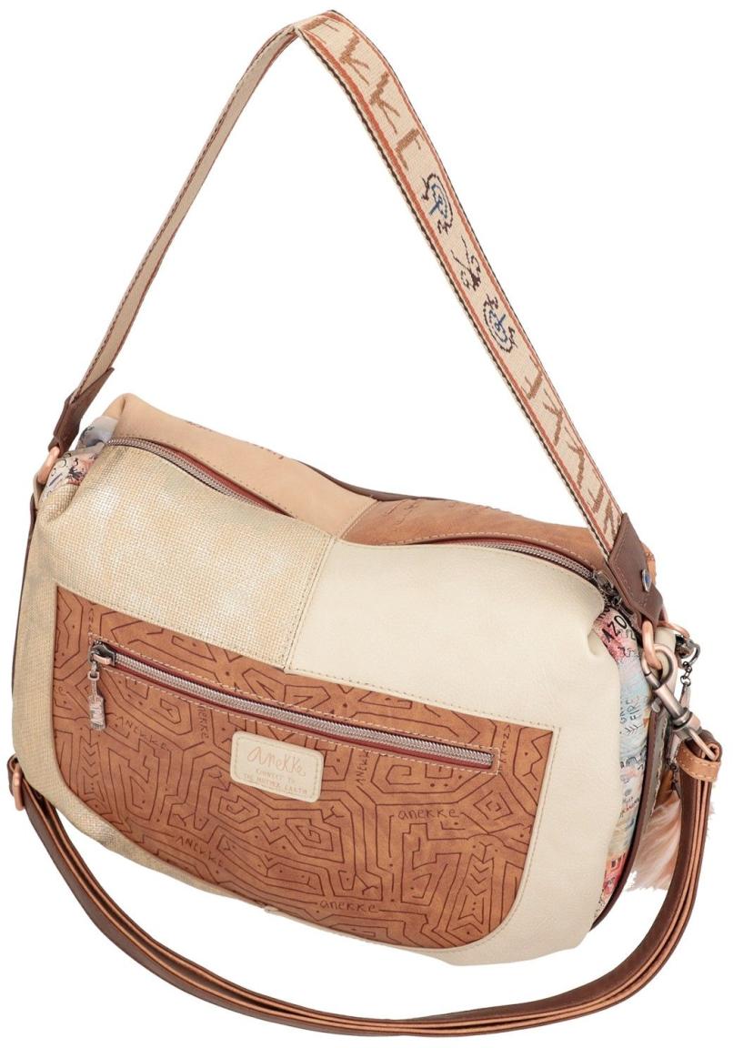 Anekke beige Handtasche Federn indigen Menire Tribe