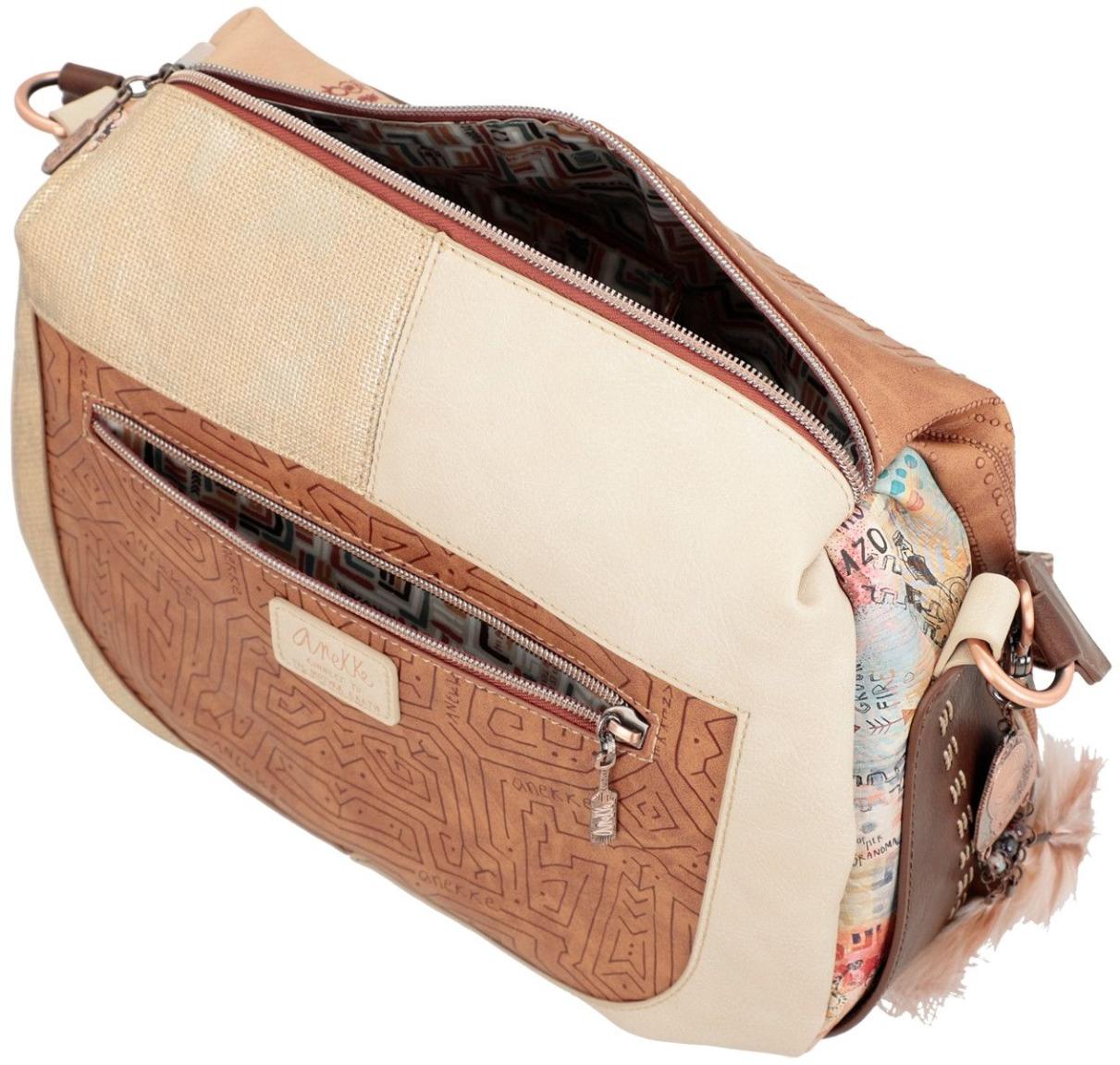 Anekke beige Handtasche Federn indigen Menire Tribe