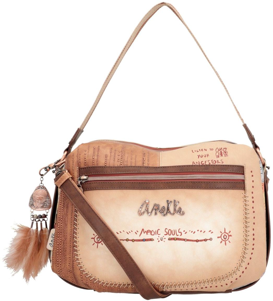 Anekke beige Handtasche Federn indigen Menire Tribe