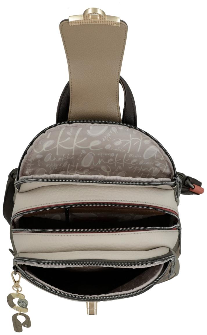 Anekke femininer Damenrucksack beige Glanzgarn Muse dunkelbraun Griechenland