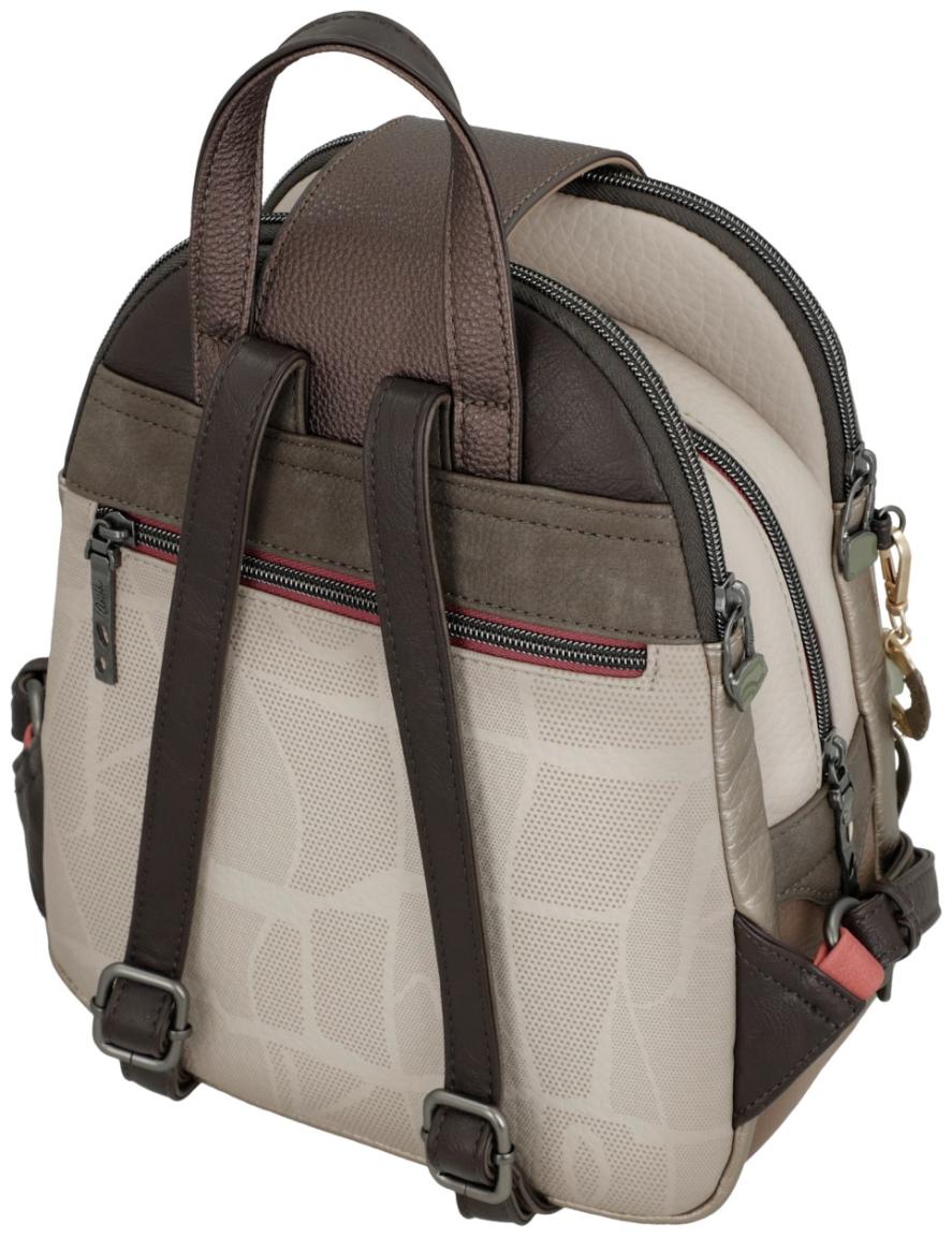 Anekke femininer Damenrucksack beige Glanzgarn Muse dunkelbraun Griechenland