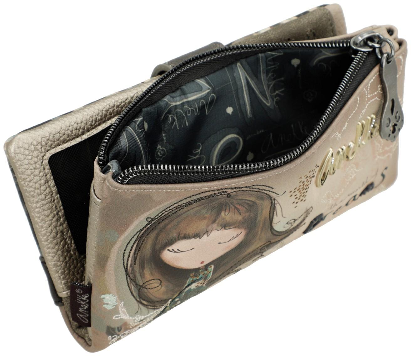 Anekke flexible Longbörse beige Glitzer herbstlich Metallic