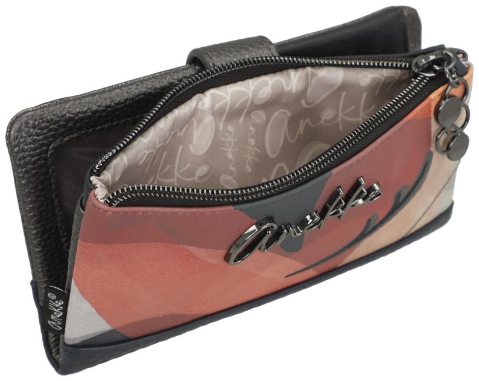 Anekke flexibles Portmonee Muse Rottöne bestickt RFID dunkelblau