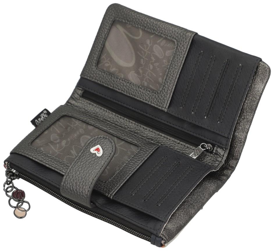 Anekke flexibles Portmonee Muse Rottöne bestickt RFID dunkelblau