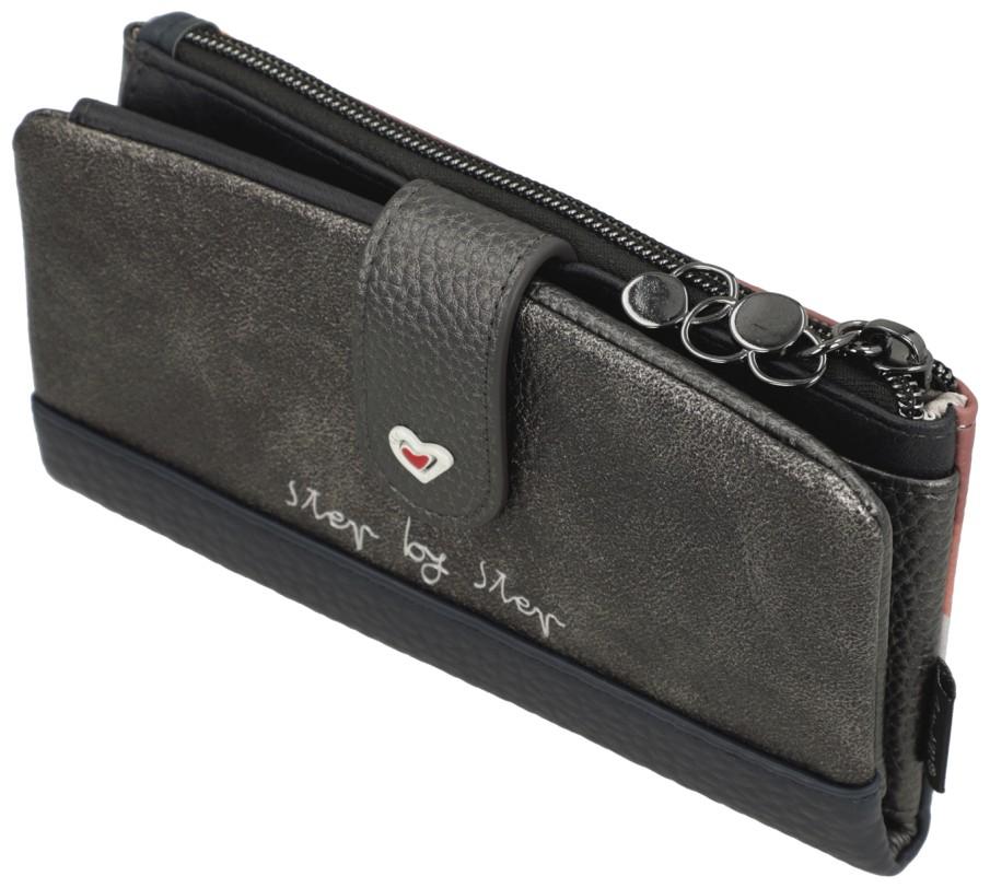 Anekke flexibles Portmonee Muse Rottöne bestickt RFID dunkelblau