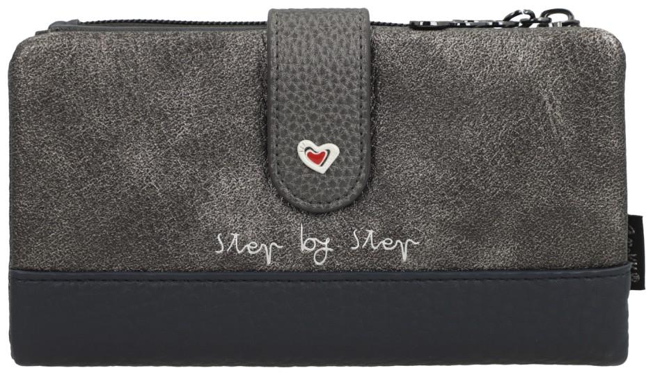 Anekke flexibles Portmonee Muse Rottöne bestickt RFID dunkelblau