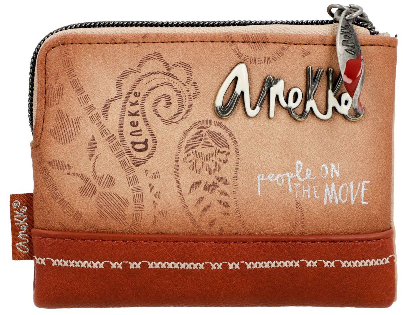 Anekke kleine Klappbörse Peace & Love Flowers braun
