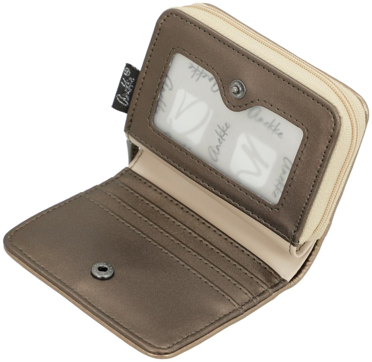 Anekke kompakte Geldbörse klappbar Gold Punktprint Muse Branch