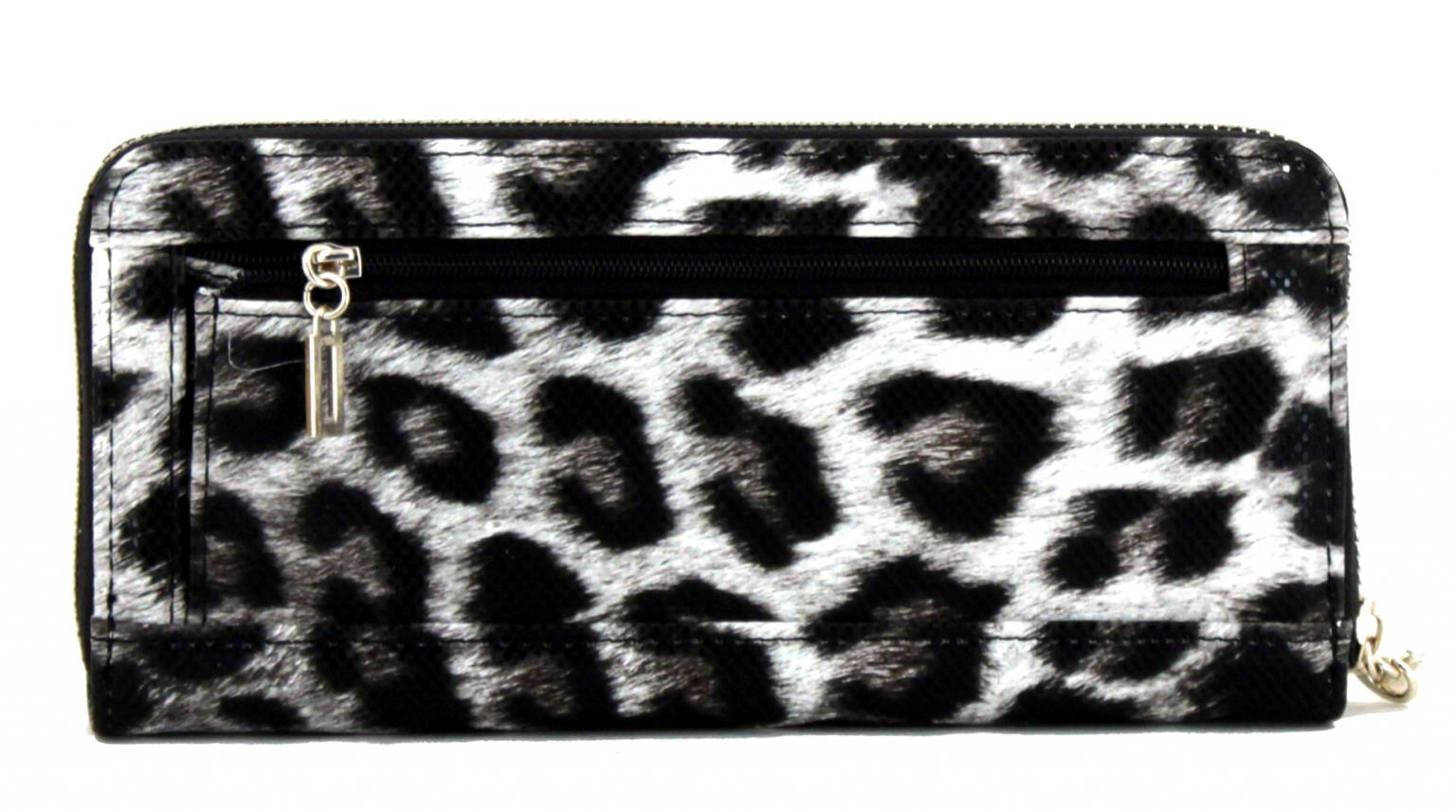 Animalprint Brieftasche Guess Dixie Leopard Nieten schwarz weiß