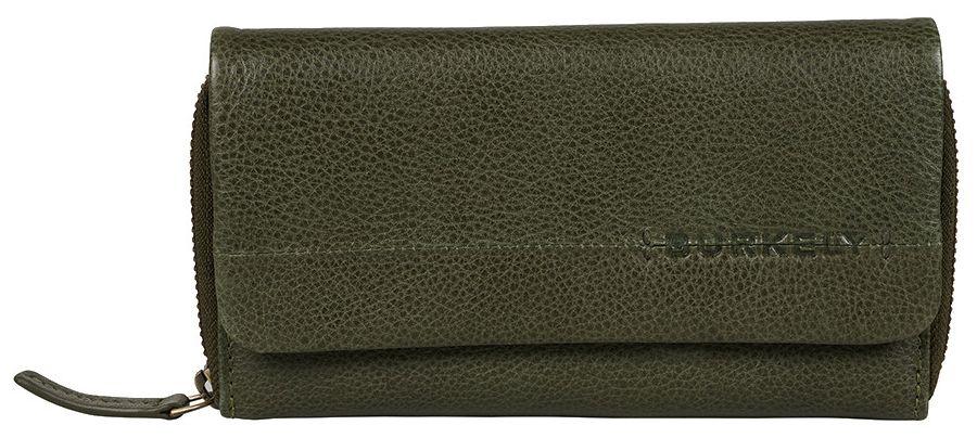 BURKELY Damen Longbörse Natural Norah Grass Green Überschlag