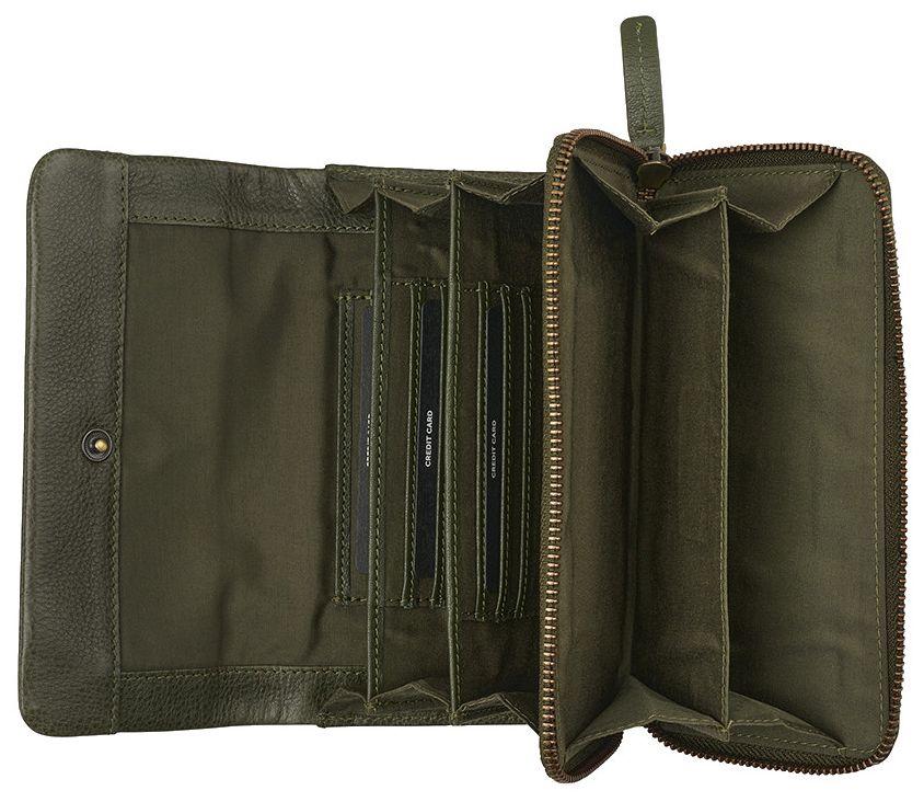BURKELY Damen Longbörse Natural Norah Grass Green Überschlag