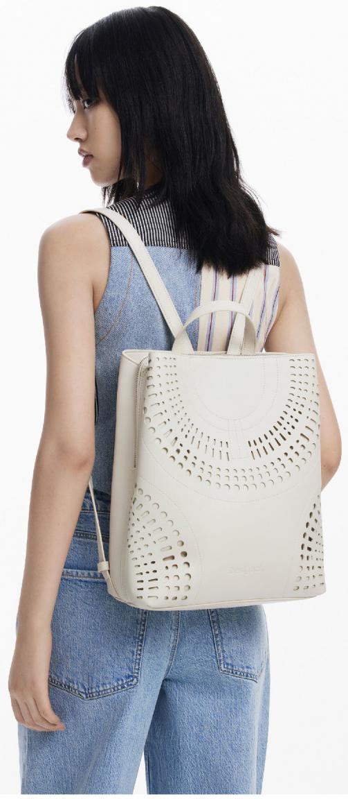 Backpack Desigual Orbis beige Stanzungen geometrisch Crudo Sumy