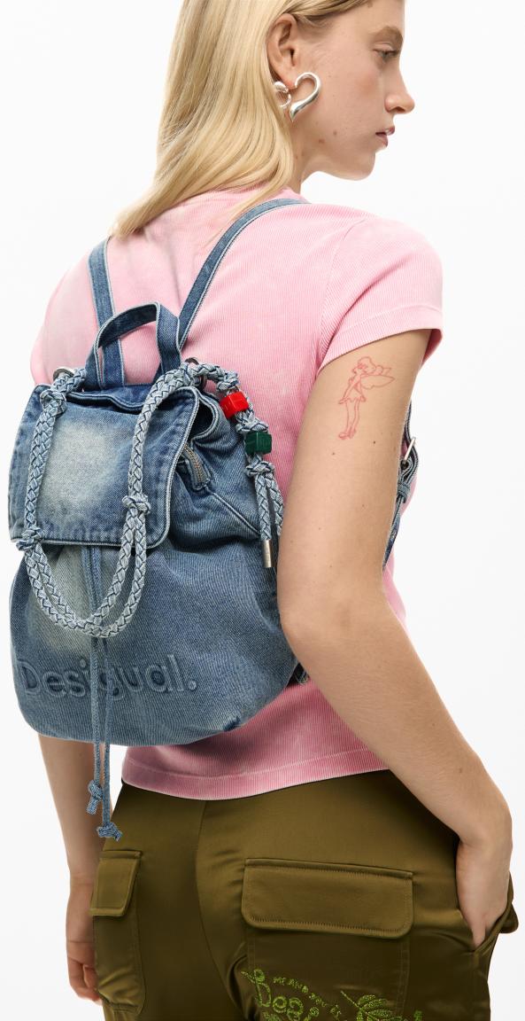 Backpack Desigual hellblau Jeans Luena Flechtriemen