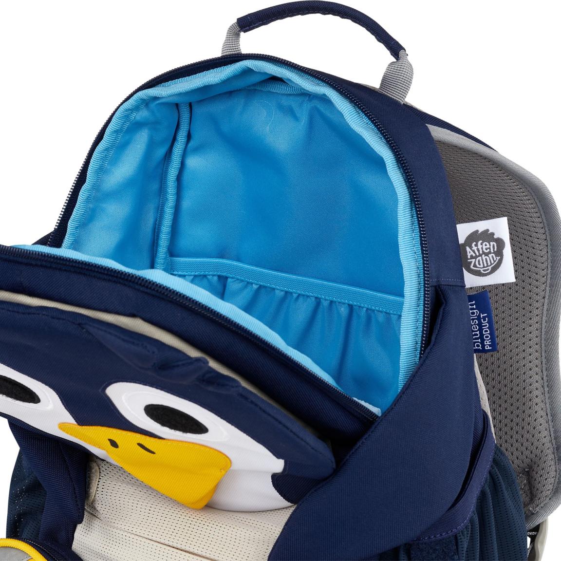 Backpack für den Kindergarten Affenzahn dunkelblau Pinguin Namensschild