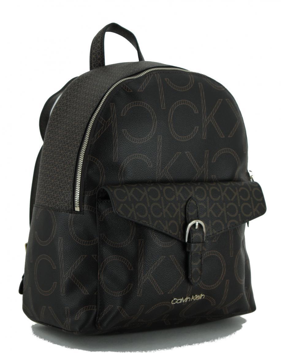 Backpack rund Calvin Klein PCKT Mono SCL Brown Mono Logodruck