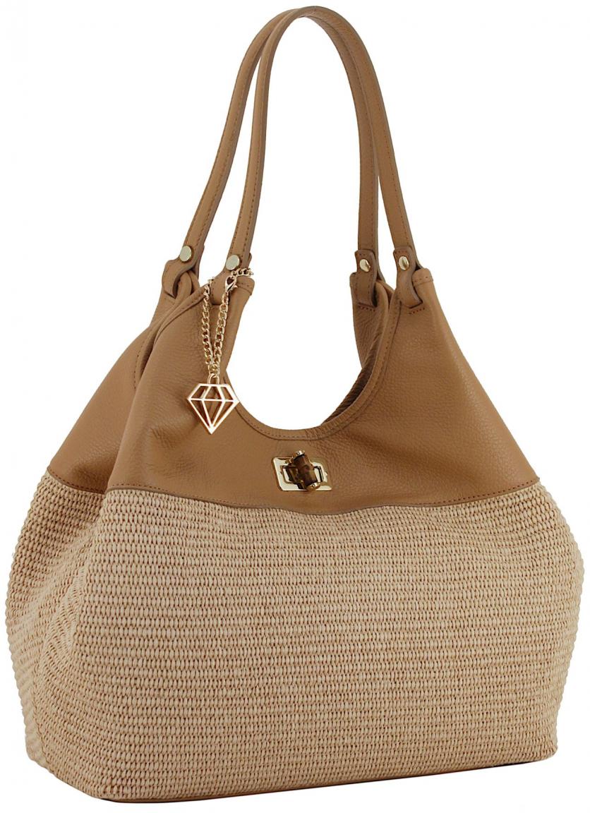 Basttasche Caleidos Sommer Caramel braun