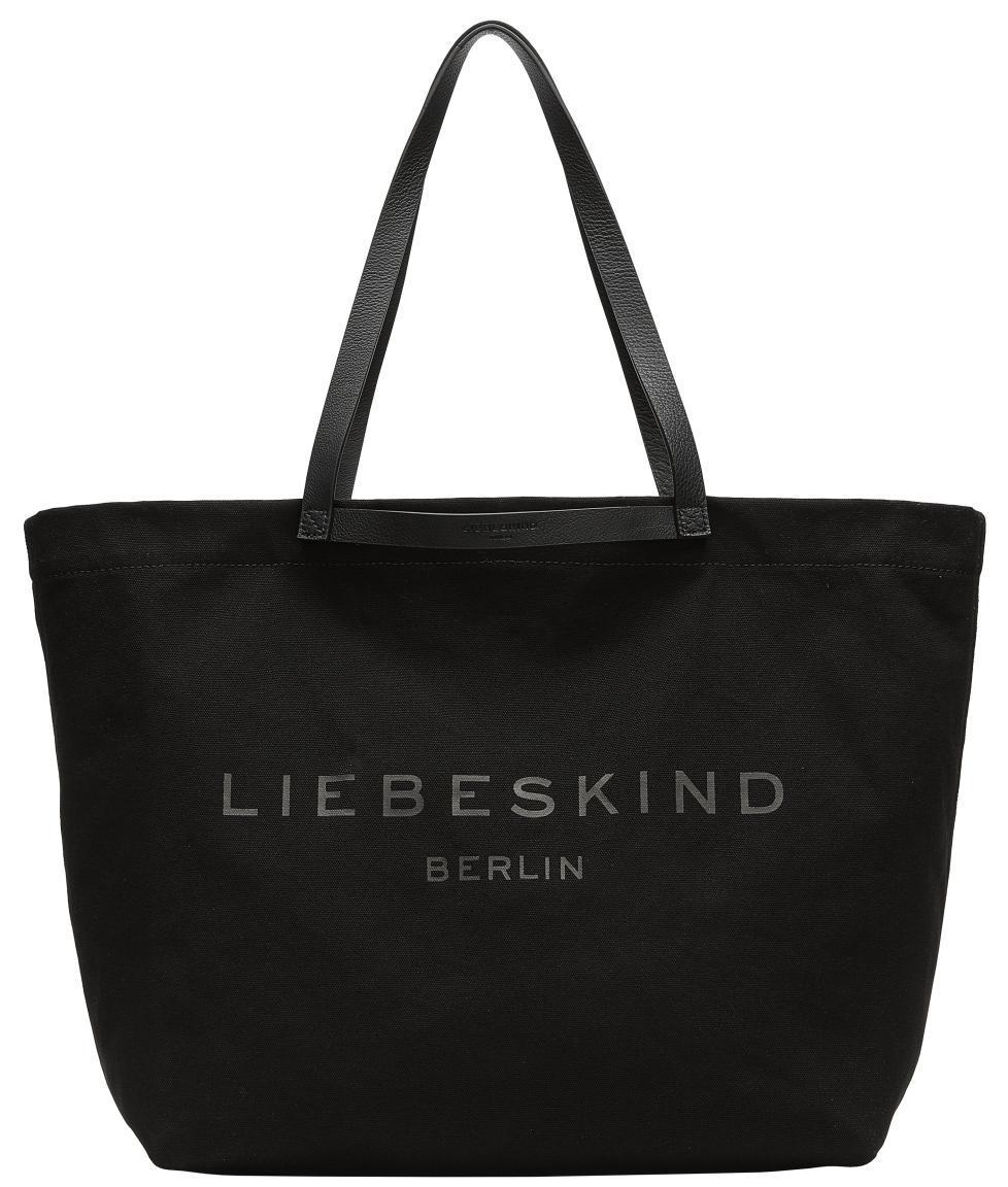 Baumwoll Tasche Liebeskind Berlin Aurora Shopper Canvas Logoaufdruck Black