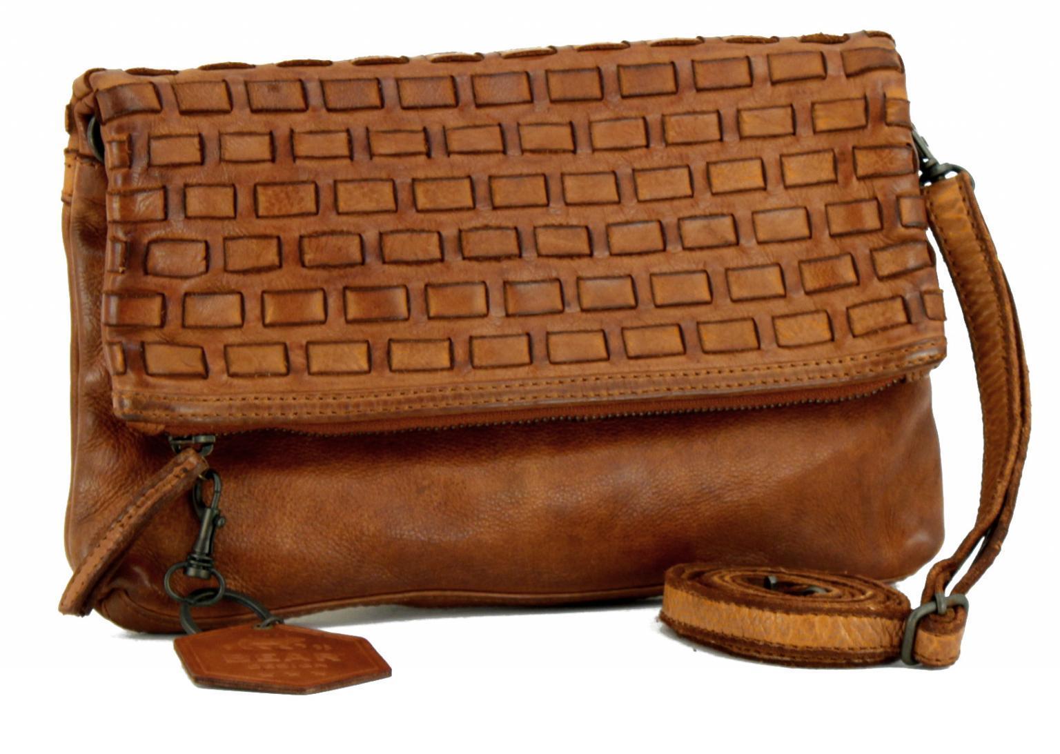 Bear Bags New Woven Cognac Clutch Vintage braun Weboptik