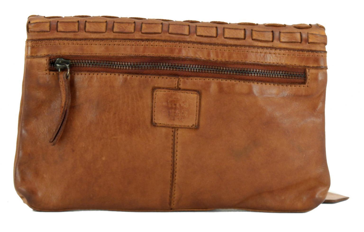 Bear Bags New Woven Cognac Clutch Vintage braun Weboptik
